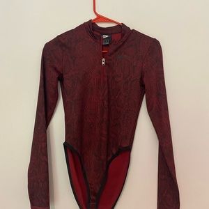 Nike xs maroon snake print body suit